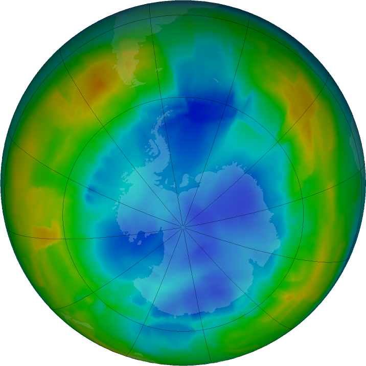 Antarctic ozone map for 10 August 2011